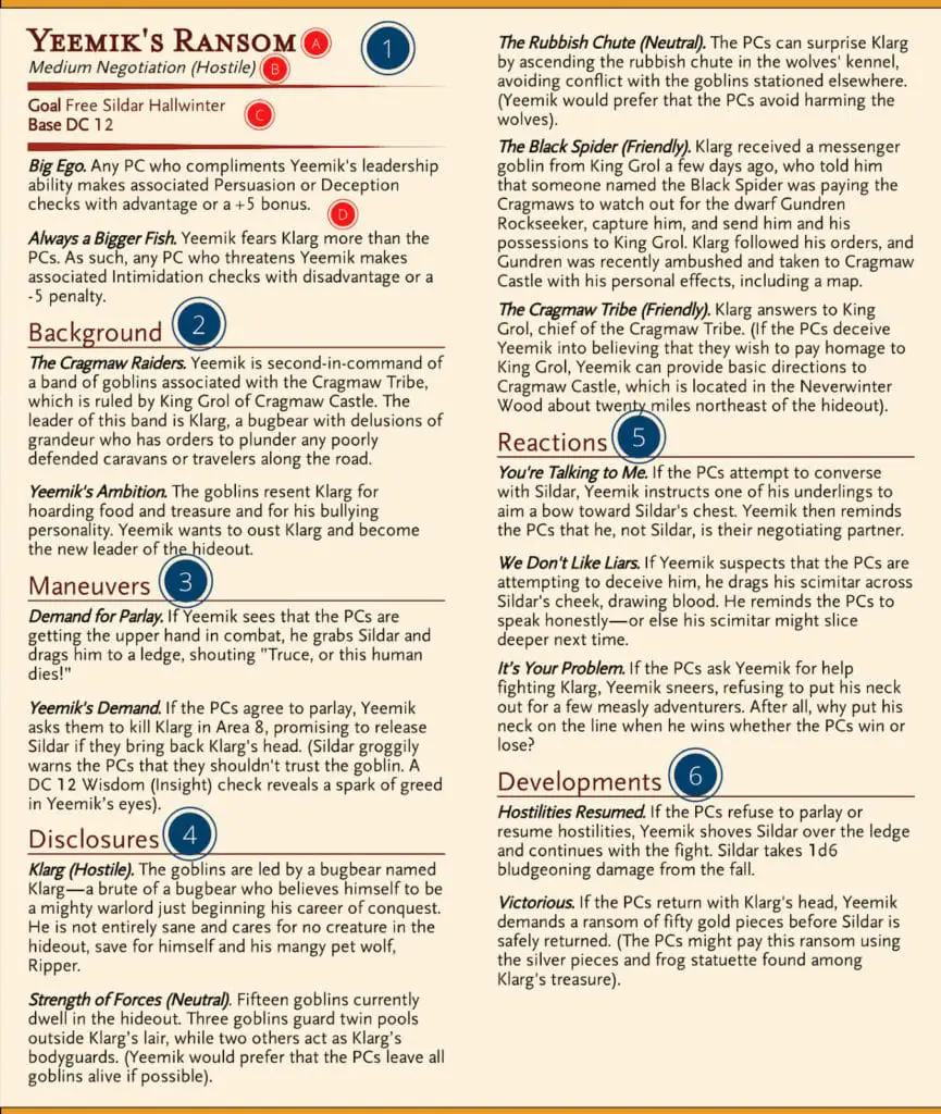 example statblock for a social encounter