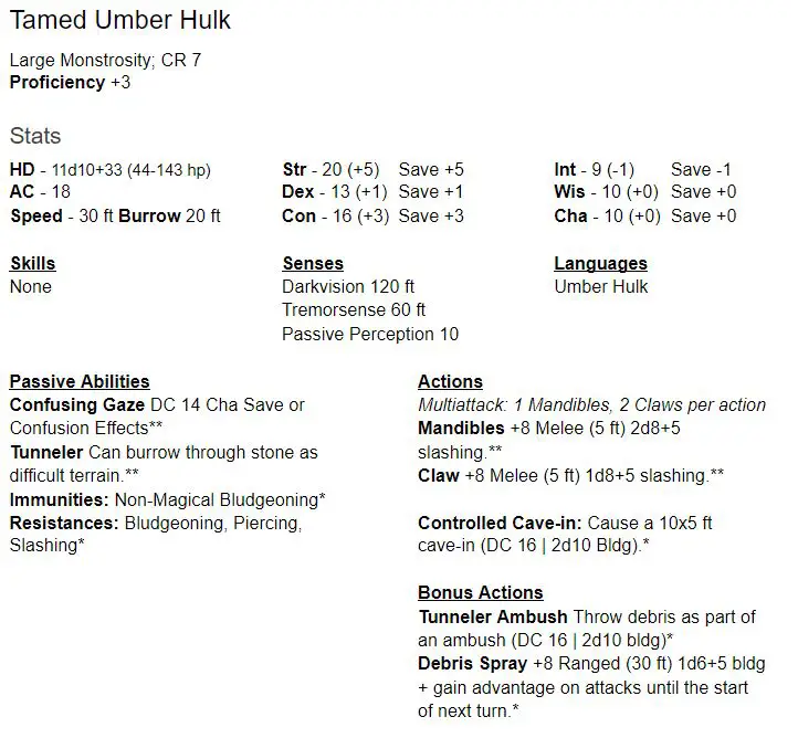 Tamed Umber Hulk