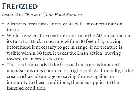 D&D 5e conditions reworked Frenzied