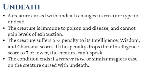 D&D 5e conditions reworked Undeath