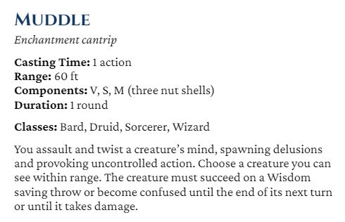D&D 5e muddle cantrip spell