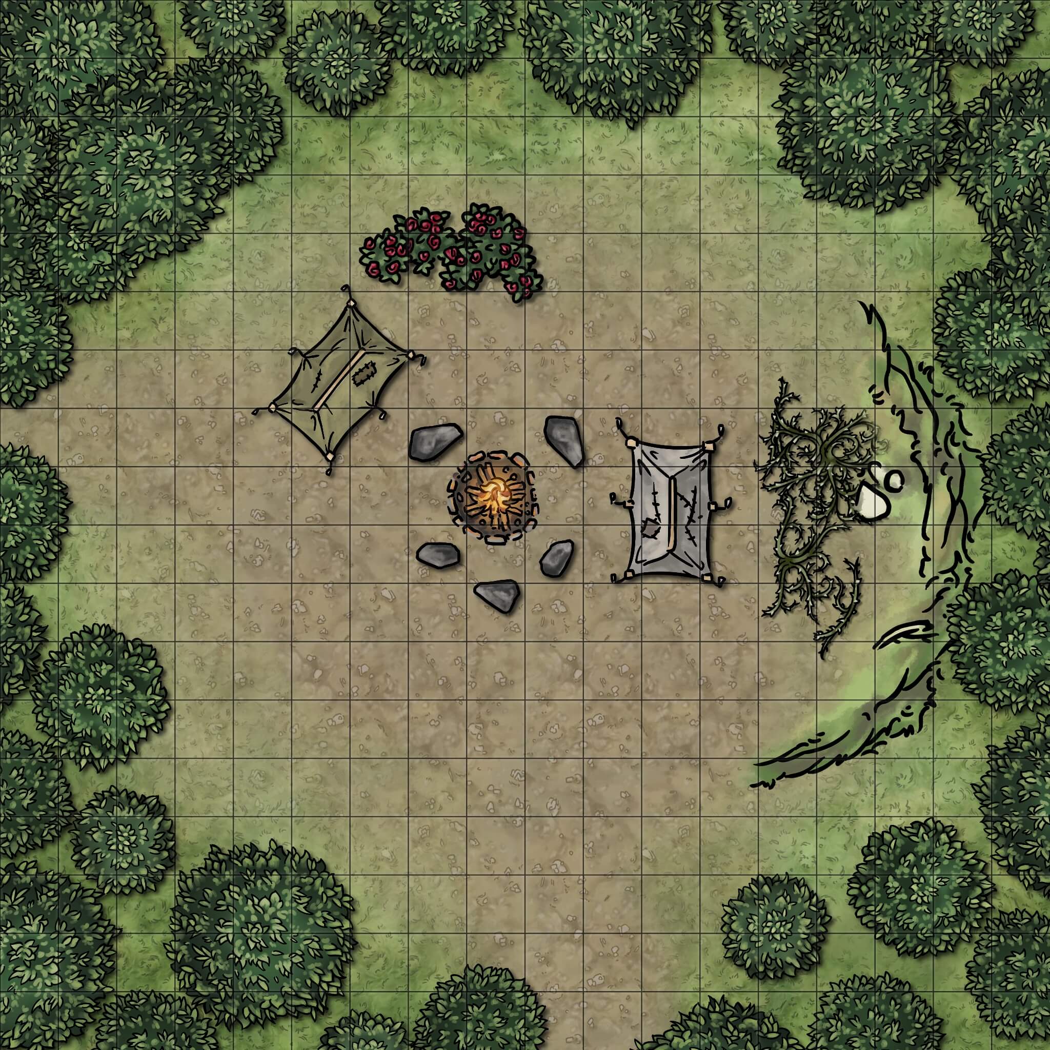 Forest Clearing Camp Map