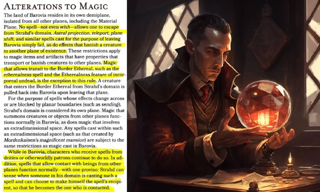 Alterations to Magic Strahd crystal ball scrying as written