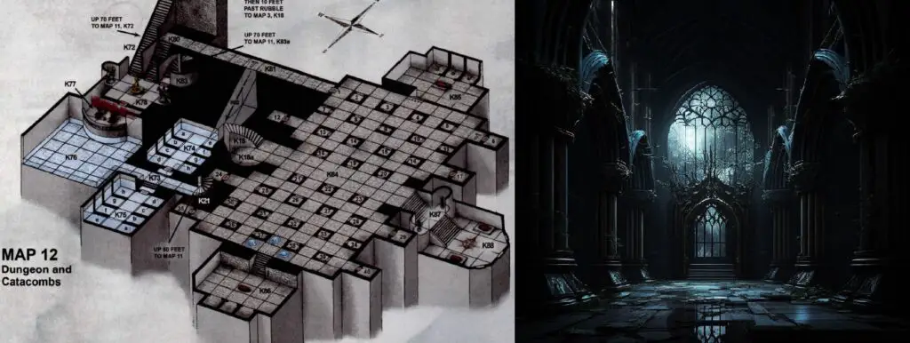 Ravenloft Catacombs map and visual aid