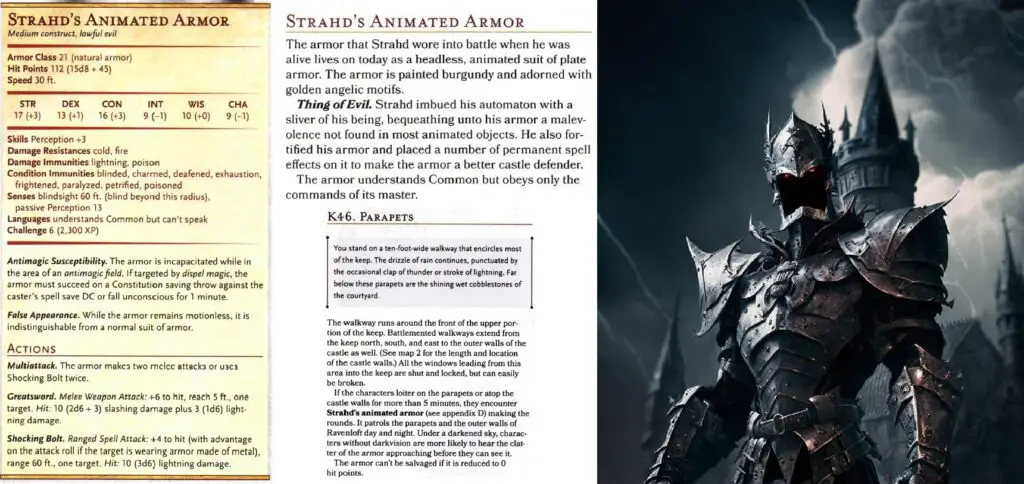 Strahd's Animated Armor as written