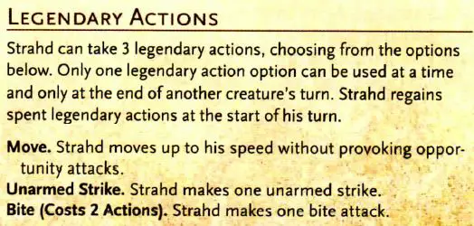 Strahd's Legendary Actions as written