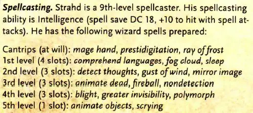 Strahd's spells as written