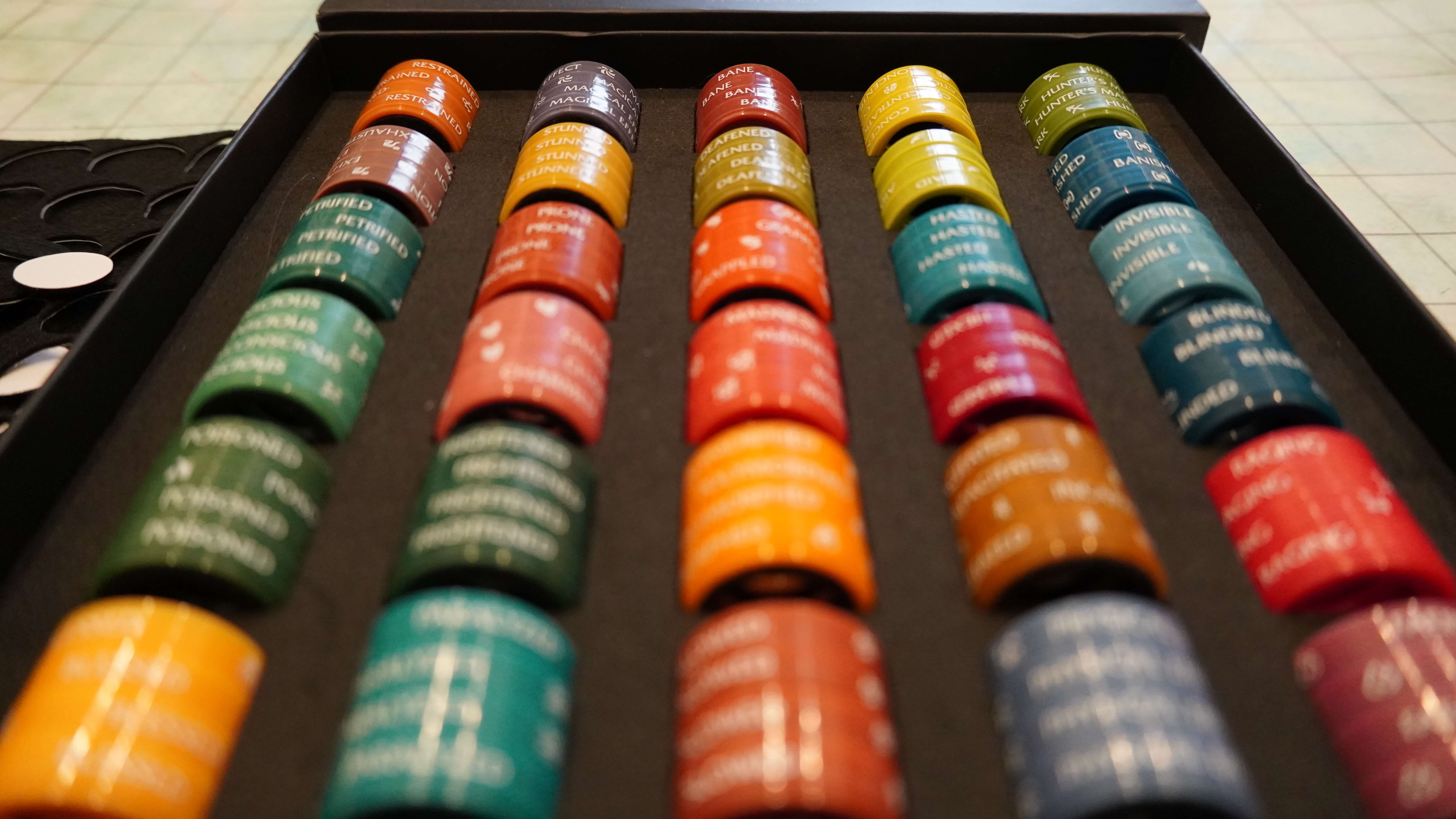 Wasted Wizard stackable condition rings for D&D miniatures