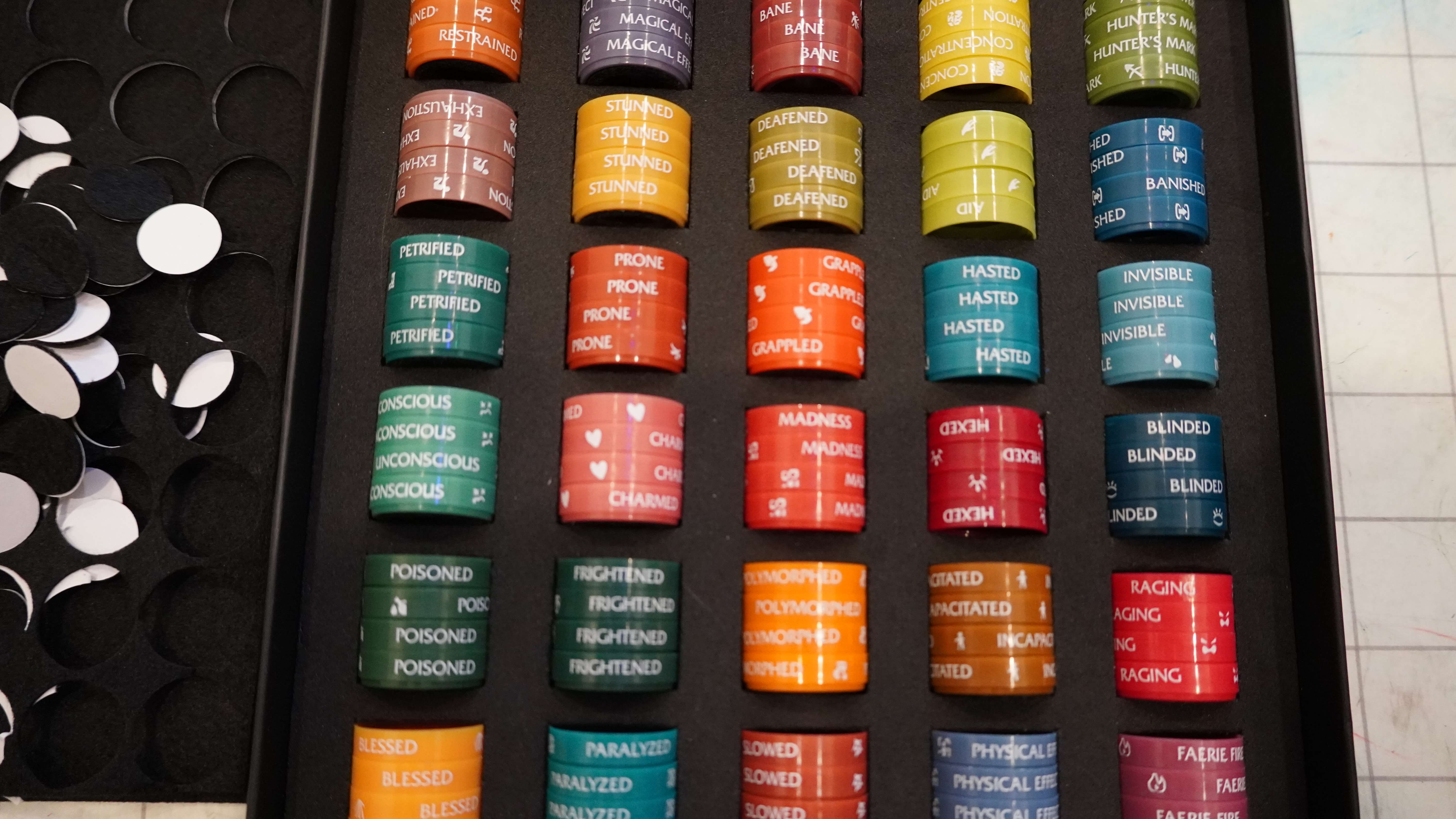 Wasted Wizard stackable condition rings for D&D miniatures top view